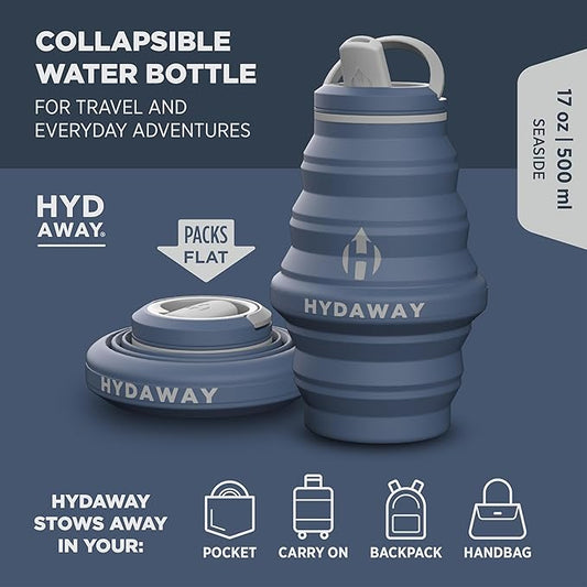 HYDAWAY 17oz Collapsible Water Bottle - BPA-Free, Leakproof, Lightweight, and Space-Saving - Perfect for Travel, Hiking, and Everyday Hydration
