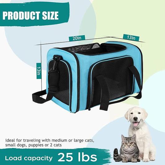 Top tasta Dog Cat Carrier Pet Carriers for Small Medium Large Cats Dogs Carrier Soft Sided Small Puppy Dog Carrier Portable Foldable Airline Approved Dog Cat Travel Carrier Blue Large