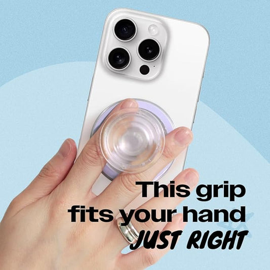 OnTheGrip Compatible with Magsafe Magnetic Authentic Translucent Color Design Collapsible Mobile Phone Grip Stand Holder for Smartphone Tablet Cell Phone Accessory (Violet)