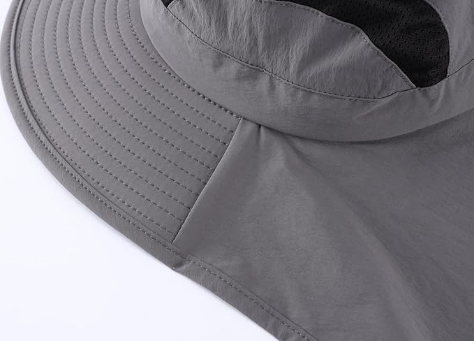 Home Prefer UPF 50+ Sun Hats for Men Women Wide Brim Fishing Hat with Neck Flap UV Protection Sunblock Safari Bucket Hat