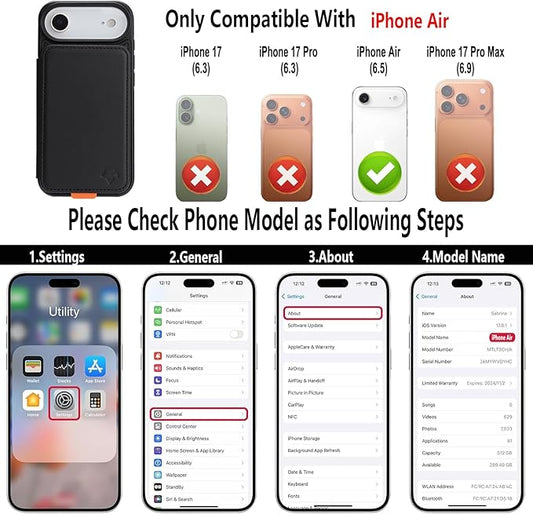 GUERNICA for iPhone 17 Air (6.7") Case Wallet with Card Holder, RFID Blocking Leather Protection, Shockproof Women Men Phone Case for iPhone Air, Black