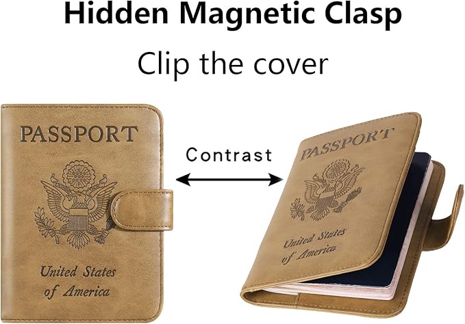 Passport Holder Cover Wallet RFID Blocking Leather Card Case Travel Accessories for Women Men (Brown)