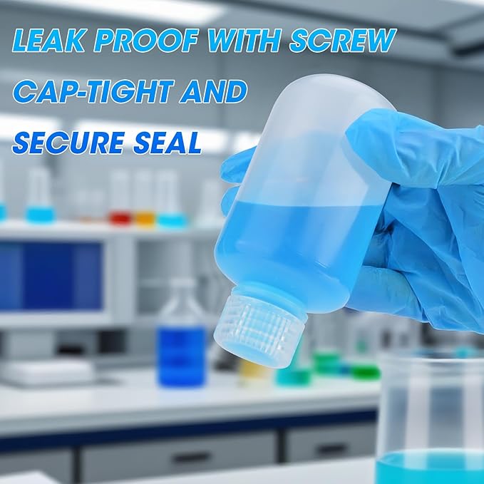 4oz/125ml Plastic Sample Bottles with caps, Wide Mouth Reagent Bottle with Lids Leak Proof Containers Water Sample Bottles for Laboratories, Travel(10Pcs)