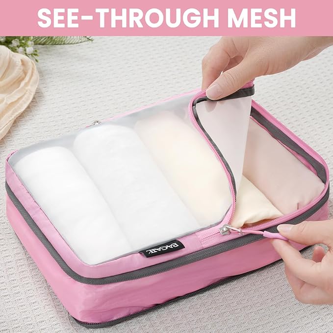 BAGAIL 6 Set Ultralight Compression Packing Cubes Packing Organizer for Travel Accessories Luggage Suitcase Backpack