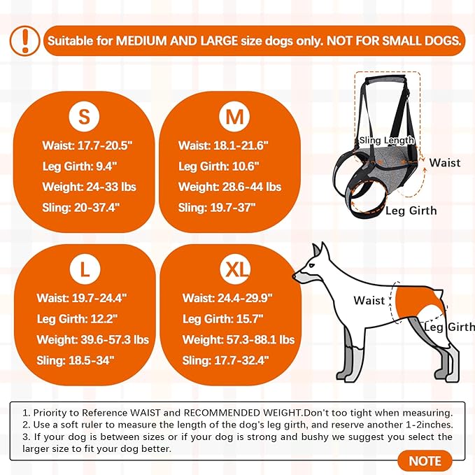 ROZKITCH Dog Lift Harness, Pet Rear Support Aid Veterinarian Approved Sling for Old Help with Poor Stability, Back Leg Hip Disabled Joint Injury Elderly Arthritis ACL Rehabilitation Rehab Grey S