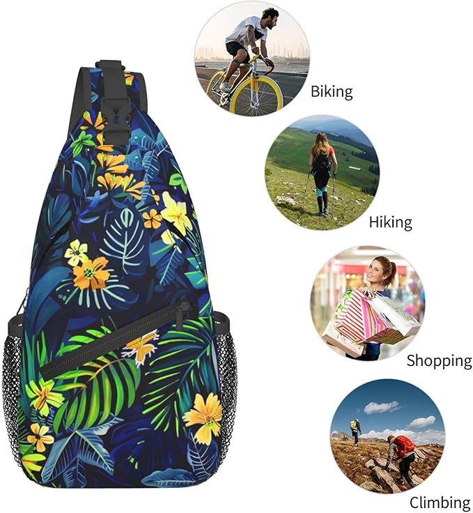 Hawaii Tropical Palm Sling Backpack Crossbody Bag Casual Chest Bags Travel Hiking Daypack Shoulder Bag for Women Men