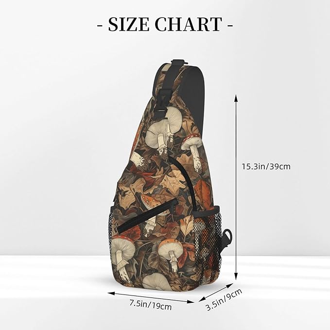 Botanical Mushroom Sling Backpack Crossbody Bag Casual Chest Bags Travel Hiking Daypack Shoulder Bag for Women Men