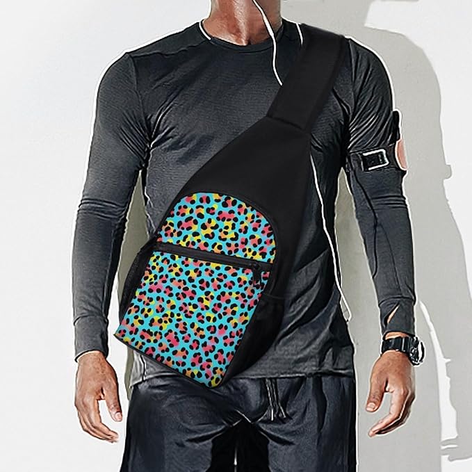 SWEET TANG Sling Backpack for Women, Cute Multipurpose Crossbody Shoulder Bag, Comfortable and Lightweight Adjustable Travel Hiking Daypack Watercolor Leopard Cheetah Animal Print