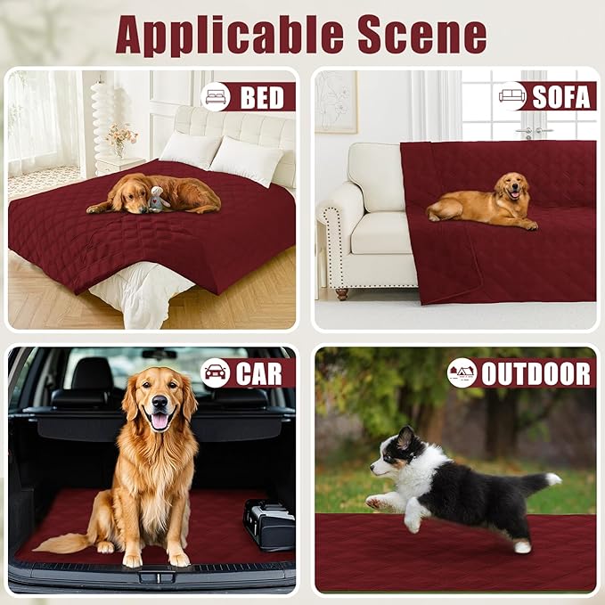 Smiry Waterproof Dog Bed Cover Blanket 40x80, Soft Reversible Pet Blanket, Washable Leakproof Cats Dogs Couch Cover for Sofa, Couch, Furniture, Lattice, Wine Red/Wine Red
