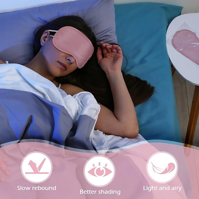 Tarpop 200 Pcs Eye Mask Sleeping Blindfold Eye Cover with Adjustable Strap for Games Party Team Building Travel Individually Wrapped Sleep Mask for Women Men(Pink)