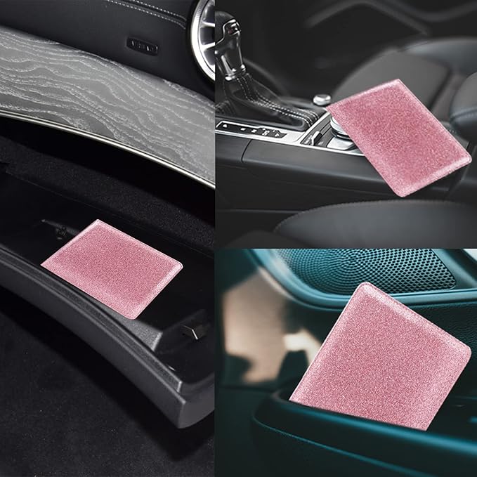 Car Registration and Insurance Holder, Leather Registration and Insurance Card Holder, Vehicle Glove Box Organizer - For Documents, Cards, License (Bling Rose Gold)