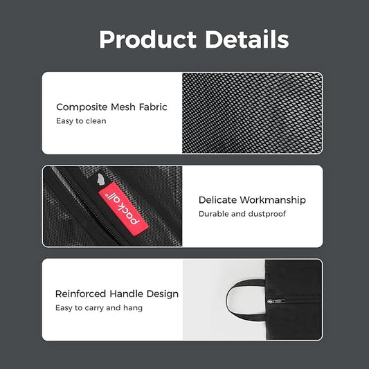 pack all Shoe Bag for Travel, Water-Resistant Shoe Pouch for Gym, Odor-Resistant Soccer Cleats Bag for Sport (Black, 2-Pack)