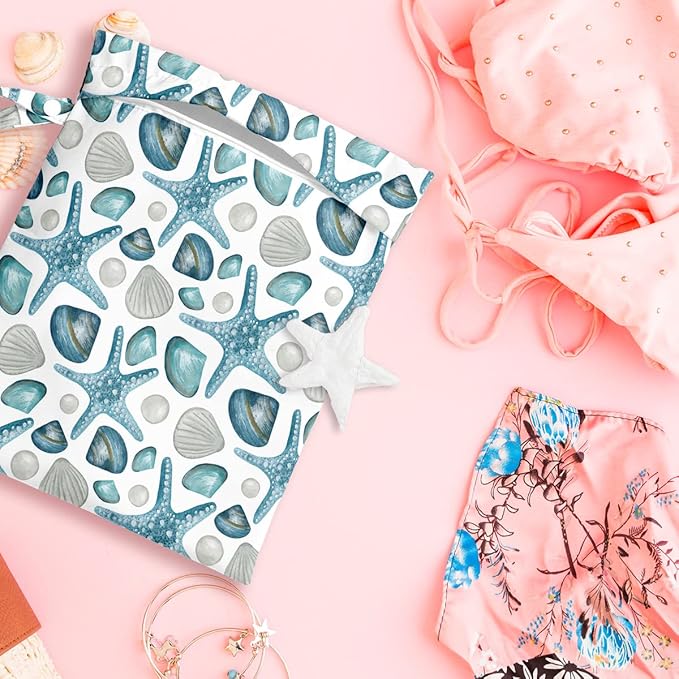 Wet Bag, Wet Dry Bag, Wet Bag for Swimsuit, Travel, Beach, Pool, Diapers, Dirty Yoga Gym Clothes, Toiletries, Makeup Bag, Waterproof Reusable Cute Beach Bag Bee Flower Decor, 2 Pcs Set.