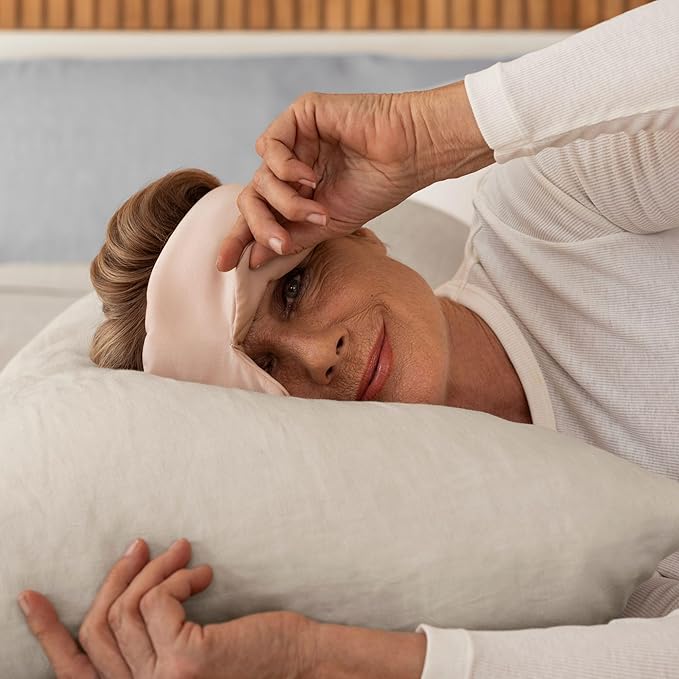 Baloo Silk Weighted Sleep Mask (Petal - 0.6 lb) | Light Blocking & Sound Muffling Eye Mask for Sleeping | Cool, Soft & Comforting