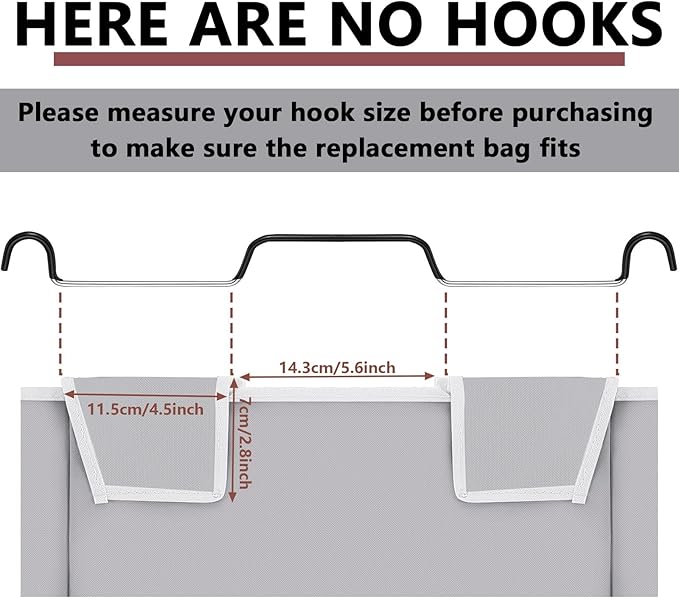 Bonuci 3 Pcs Laundry Sorter Replacement Bags Hamper Cart Removable Replacement Laundry Storage Organizer Bag Hamper Liner, No Hooks 14.76 x 8.66 x 21.65 Inch (Gray)