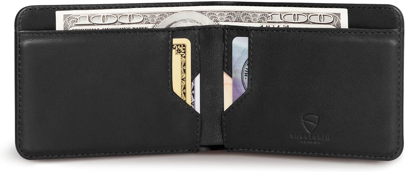 Vaultskin MANHATTAN Slim RFID Blocking Bifold Leather Wallet for Men - Minimalist Front Pocket Card Holder, Holds 9 Cards & Cash, Premium Italian Leather