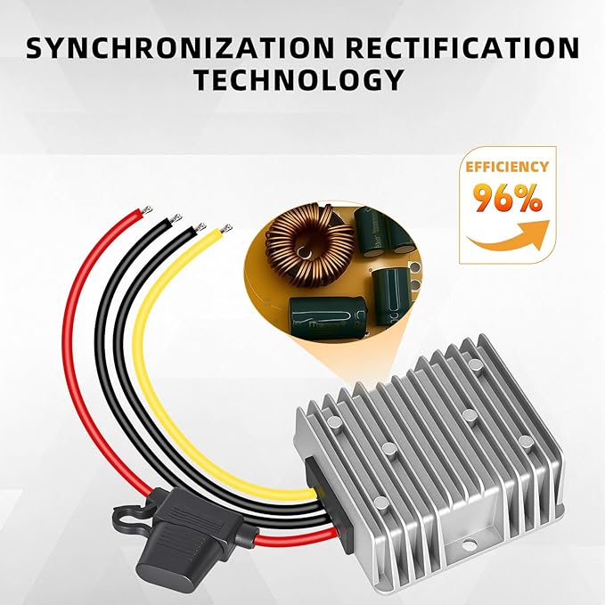 Professional 48V 36V to 12V Voltage Converter, 240W 20A for Golf Cart Converter, Waterproof DC Convert Regulator Transformer with Fuse