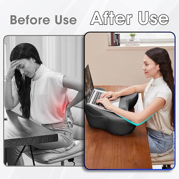 Lap Desk, Reading Pillow, Laptop Pillow for Lap, Portlands Portable Desk Pad for Bed, Couch, Car (Black)