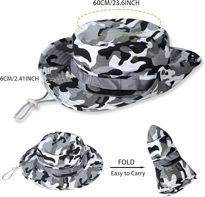 Sun Hats for Men Women Boonie Hat UPF 50+ Bucket Hat Wide Brim UV Protection Fishing Hiking Safari Outdoor Hats