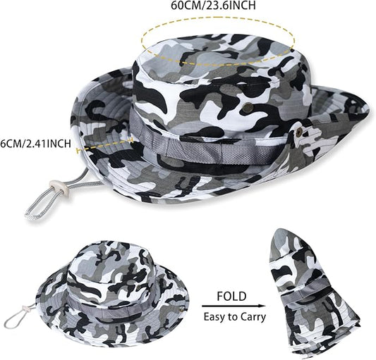 Sun Hats for Men Women Boonie Hat UPF 50+ Bucket Hat Wide Brim UV Protection Fishing Hiking Safari Outdoor Hats