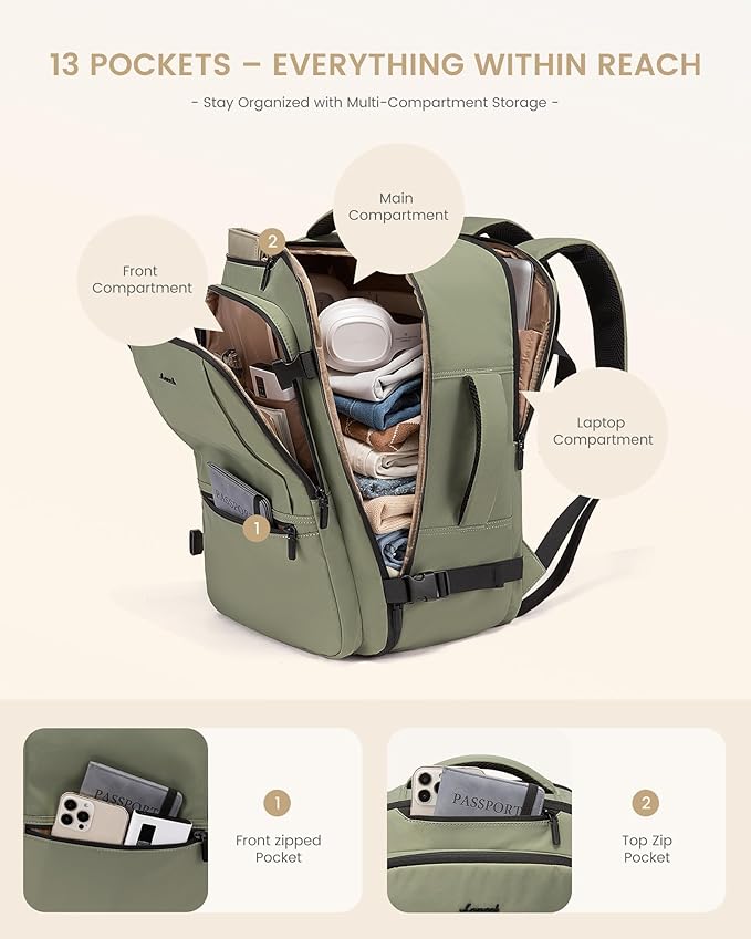 LOVEVOOK Travel Backpack for Women & Men, 40L Large Carry On Backpack Airline Approved, TSA Personal Item Weekender Bag, Water Resistant Laptop Backpacks with 3 Packing Cubes for Travel Essentials