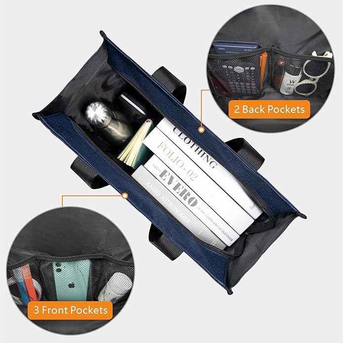 TOPDesign Utility Water Resistant Tote Bag with 13 Pockets, Top Zipper Closure & Thick Bottom Support, for Working Women