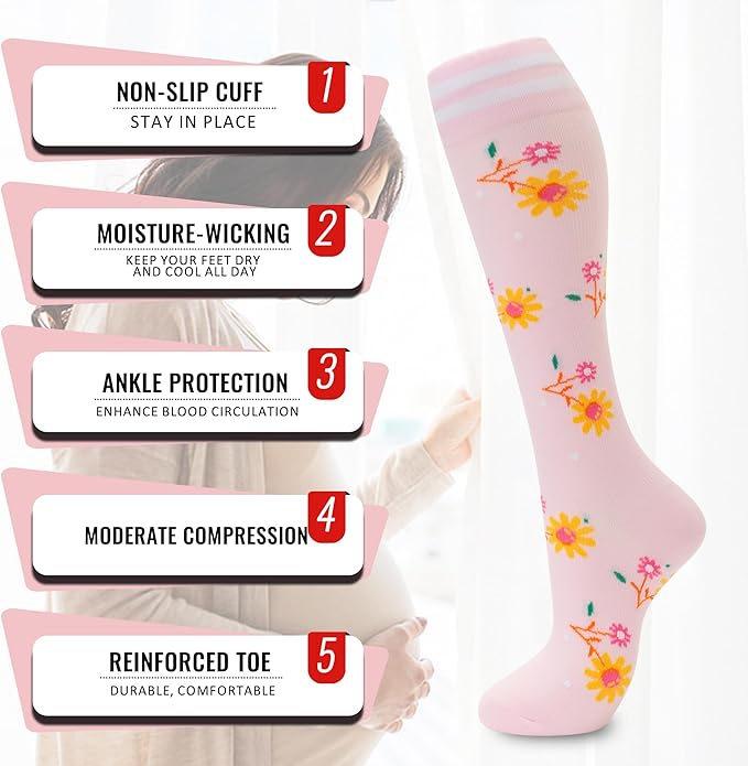 fenglaoda Compression Socks for Women Men 3 Pairs Graduated Compression Support Circulation Socks for Nurses