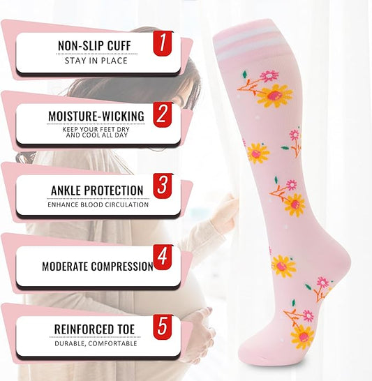 fenglaoda Compression Socks for Women Men 3 Pairs Graduated Compression Support Circulation Socks for Nurses