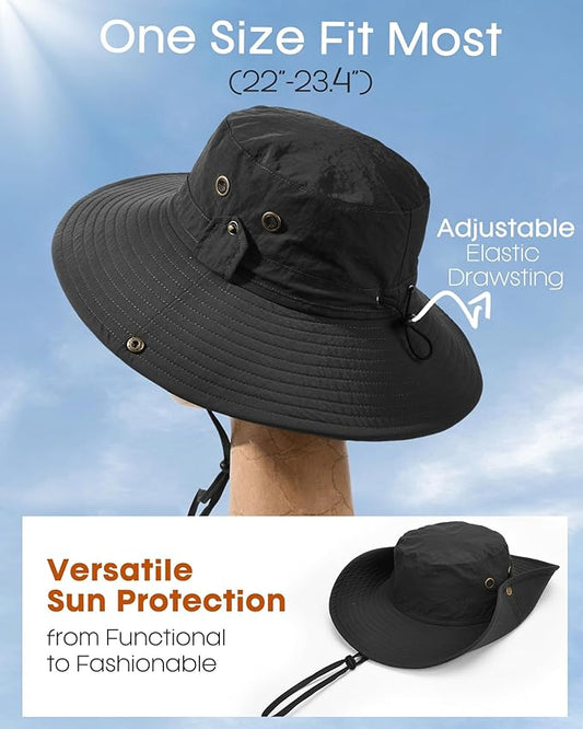 FURTALK Sun Hats for Men Fishing Hat UPF 80+ Foldable Wide Brim Outdoor Hiking Beach Summer Hats