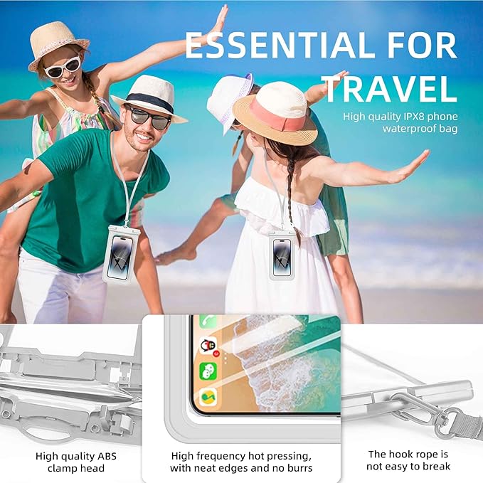 Waterproof Phone Pouch[2Pack], Universal Waterproof Dry Bag case up to 7.2" Beach Bag for Travel,Kayaking,Swimming, Boating, Surfing,Cruise Ship Essentials