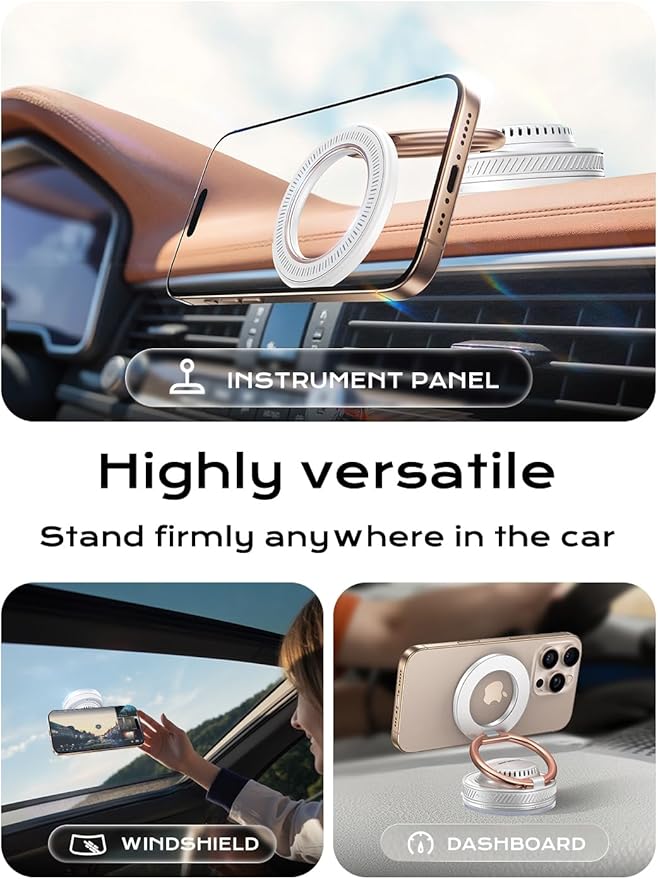 MAGIC JOHN Car Phone Holder for Magsafe [2-in-1 Fragrance Diffuser & Magnetic Phone Holder] 360° Adjustable Car Phone Mount, Phone Holders for Your Car for iPhone 17 Pro Max 16 15 14 13 12 Air Plus