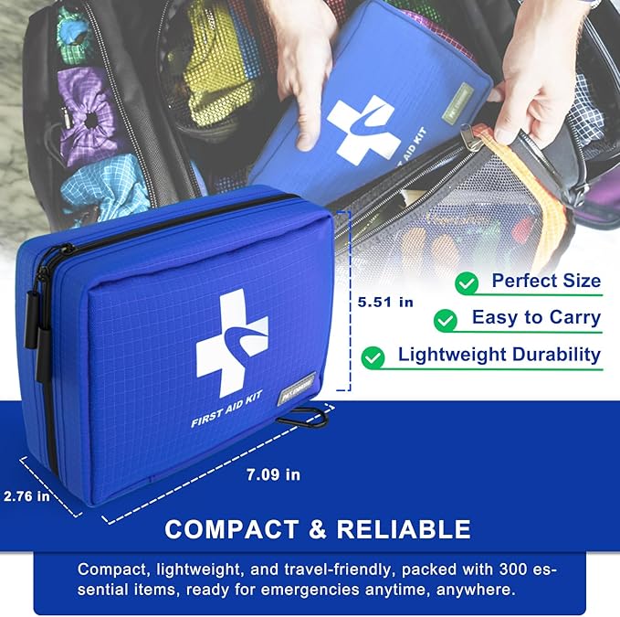 300 PCS First Aid Kit for Home, Car, Travel, Camping, Hiking, Truck, Office, Businesses, Sports & Outdoor, Premium Waterproof Compact Trauma Medical Kits for Any Emergencies