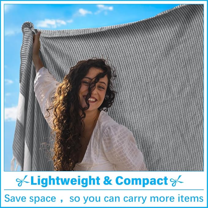 Oversized Turkish Beach Towel Blanket XXL Cotton Sandproof Towels Boho Woven Extra Large Big Sand Free Giant Throw Blankets Huge Quilt XL Picnic Camping Necessities Cloud For Adult Gifts Black