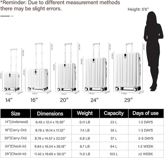 Hanke 20 Inch Carry On Luggage 22x14x9 Airline Approved Lightweight PC Hard Shell Suitcases with Wheels Travel Luggage Rolling Suitcase Travel Luggage Bag for Weekender（Cuba Sand）