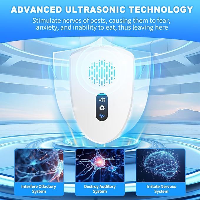 2025 Upgraded Ultrasonic Pest Control, Mouse Repellent Indoor for Spider Bug Roach Ant Mosquito Rat Mice Insect Deterrent, Mouse Rodent Repellent Ultrasonic Plug in, 3 Mode Switching, 6 Pack