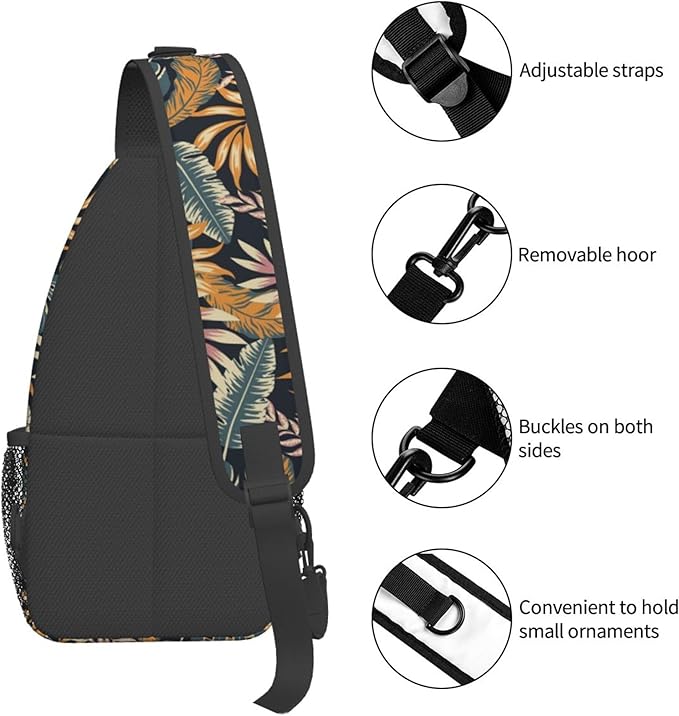 Hawaii Tropical Palm Sling Backpack Crossbody Bag Casual Chest Bags Travel Hiking Daypack Shoulder Bag for Women Men