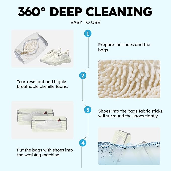 Shoe Washing Machine Bag: Shoe Bag for Washing Machine - Reusable Shoe Cleaning Bag for Sneaker Tennis Shoes Unstain Cleaner Kit