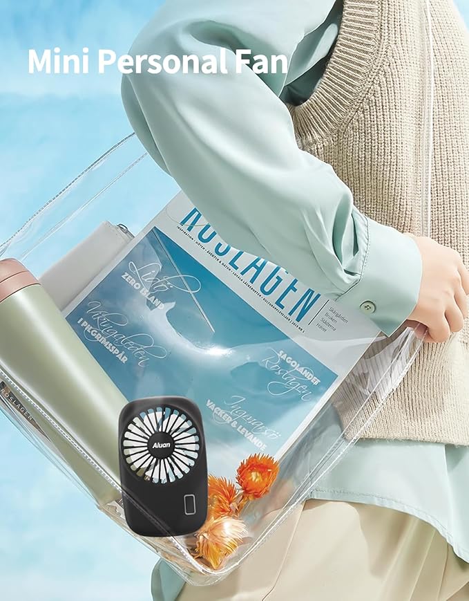 Aluan Handheld Mini Fan Powerful Small Personal Portable Speed Adjustable USB Rechargeable Eyelash Fan for Kids Girls Boys Woman Man Home Office Outdoor Travel, Black