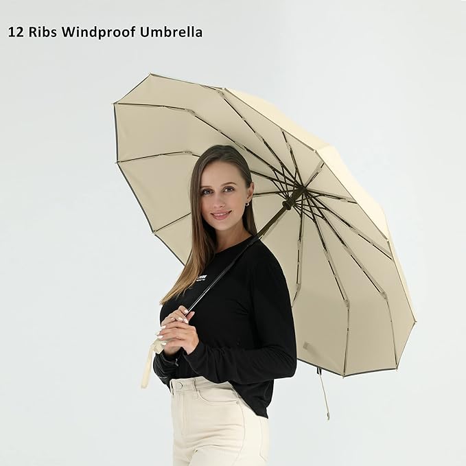 Windproof Compact Rain Umbrella for Travel 42/46 Inch Premium Fabric Auto Open Perfect for Purse and Backpack Portable Umbrella for Women and Men