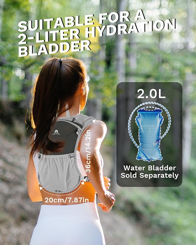 Running Vest for Women and Men, Hydration Running Backpack, Runners Vest, Hydration Vest, with Front Phone Holder, Adjustable Chest and Waist Strap