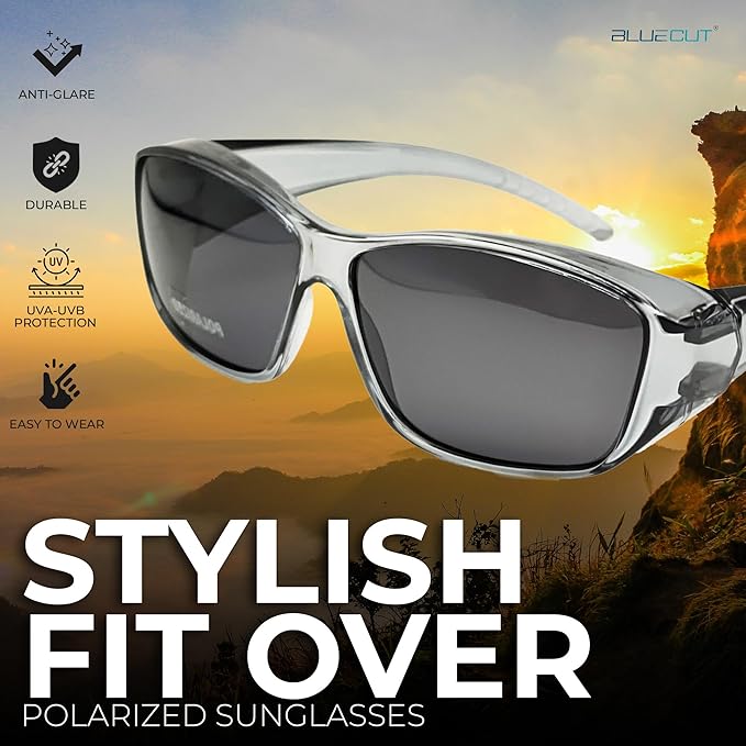 BLUE CUT Fit Over Polarized Sunglasses Solar Shield Sunglasses To Wear Over Glasses