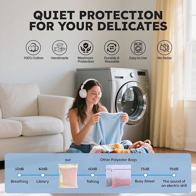 Mesh Laundry Bags Delicates: Laundry Bags Mesh Wash bags - Durable Cotton Garment Bag with Sturdy Zipper for Washing Machine Lingerie Clothes Pants Shoes & Socks Beige(6 PCS)