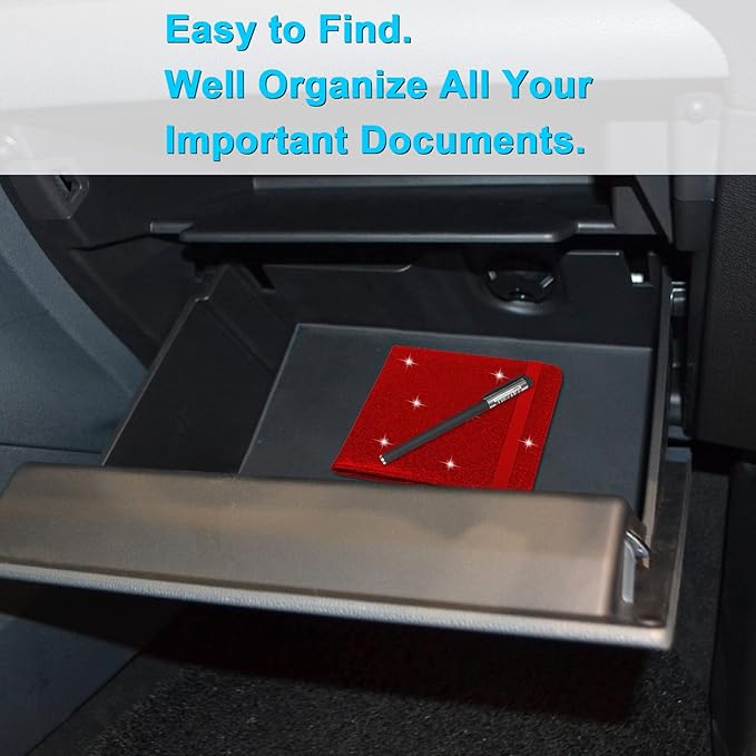 Wisdompro Small Car Registration and Insurance Documents Holder - Premium PU Leather Vehicle Glove Box Paperwork Wallet Case Organizer for ID, Driver's License, Key Contact Information Cards