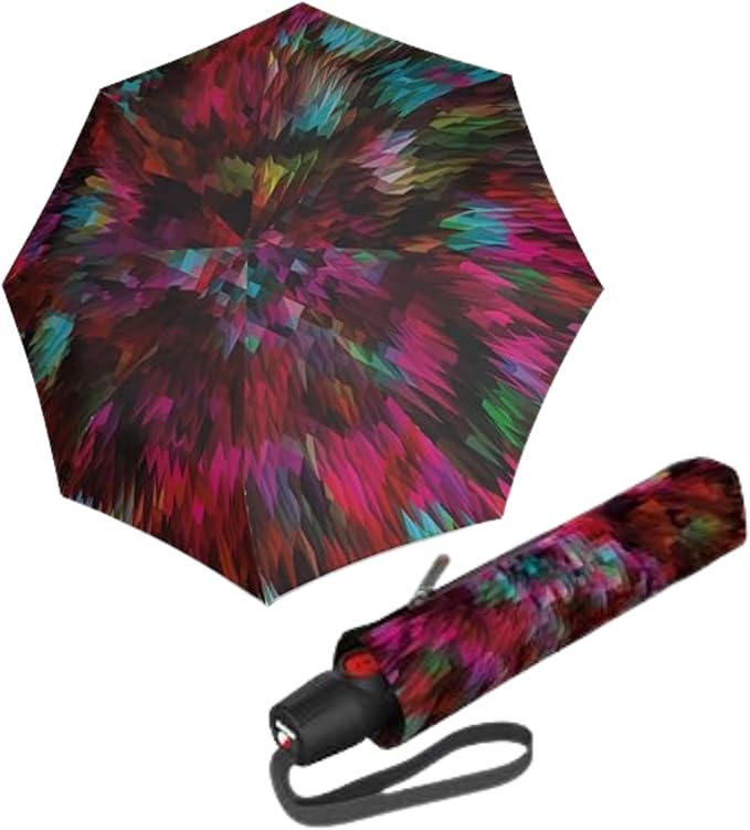 Knirps T.200 Duomatic Compact Rain Umbrella in Peacock Red – Wind Tunnel Tested to 93 mph, Aluminum Steel Fiberglass Frame, 38in Canopy, OEKO-TEX, High-Performance Automatic Travel Umbrellas