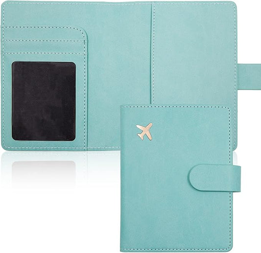 Deziliao Passport Holder,Passport Holder Card Slots, Passport and Vaccine Card Holder Combo, Cute Passport cover for Women and Men, with Waterproof Rfid Blocking, Passport Travel Wallet(Aqua Green)