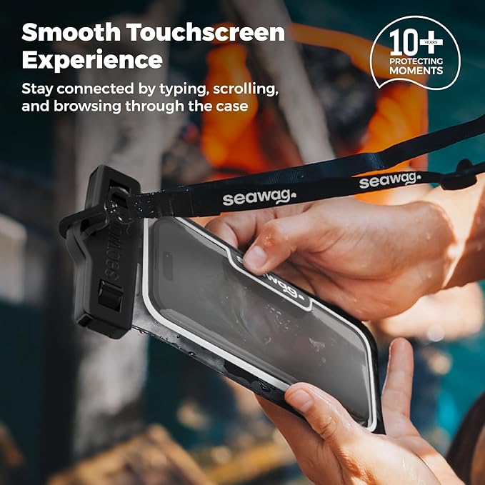 SEAWAG Next Waterproof Phone Case with Lanyard, Floating IPX8 Pouch for iPhone 17 16 Pro Max 15 14 13 12 11 and Samsung Galaxy S25 S24, Beach Cruise Travel Essentials, 1 Pack Blackwhite