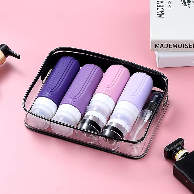 16 Pack Travel Bottles for Toiletries, TSA Approved Silicone Travel Containers jar for Toiletries, Leak Proof Refillable Liqus Shampoo And Conditioner Traveler Essentials toiletry Bottles