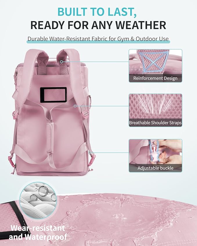 ECOHUB 40L Gym Bag for Women Men Water Resistant Sports Duffle Bag with Shoe Compartment & Wet Pocket, Travel Weekender Camping Backpack