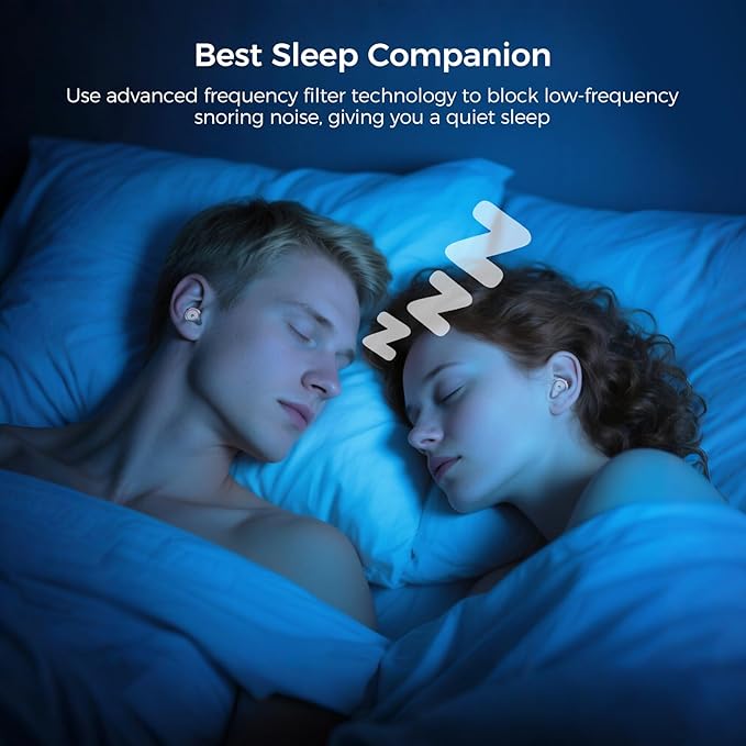 Senvok Ear Plugs for Sleeping Noise Cancelling with 3 Noise Reduction Levels - 50dB NRR Soft Silicone Earplugs for Sleep, Work, Travel - with 8 Ear Tips, 6 Fluorescent Rings and Carrying Case(White)