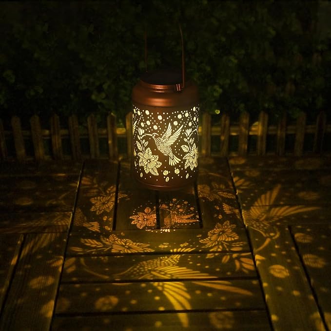 Christmas Gifts for Women Men Mom, Hummingbird Solar Lights Outdoor Waterproof, Mothers Day Gifts Decorations Outside for Yard, Lawn, Balcony Garden Decor Solar Lantern